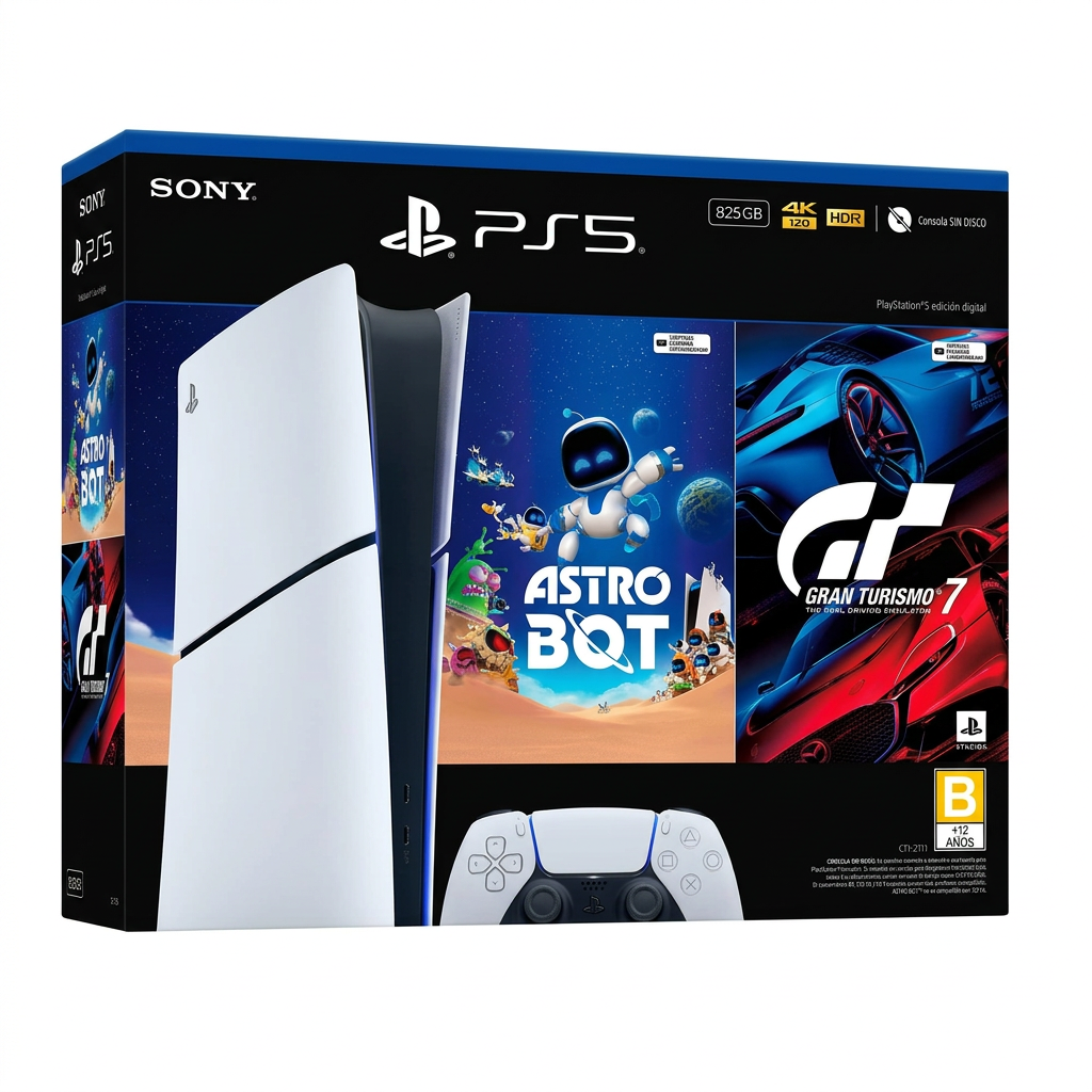 PS5 Digital Slim - caja bundle vista frontal