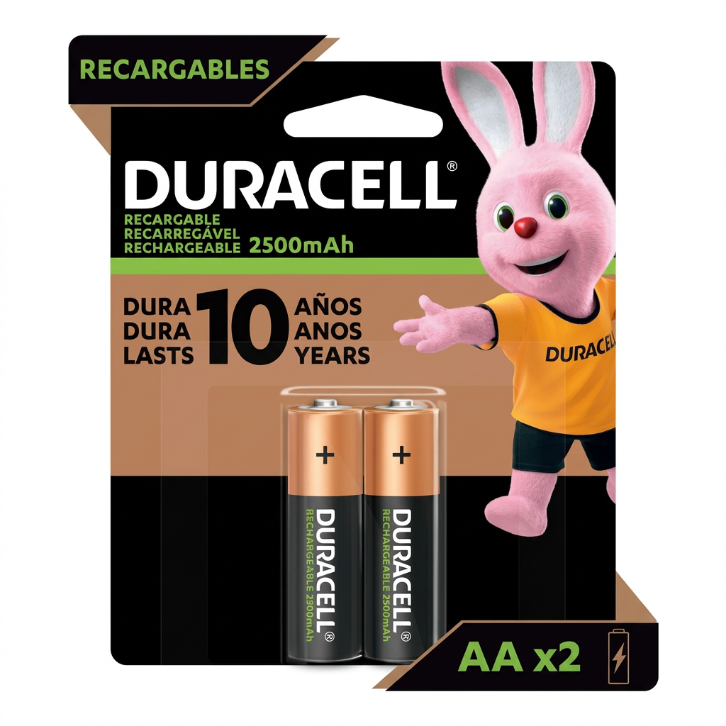 Duracell AA Recargables 2500mAh Pack x2 - Empaque oficial
