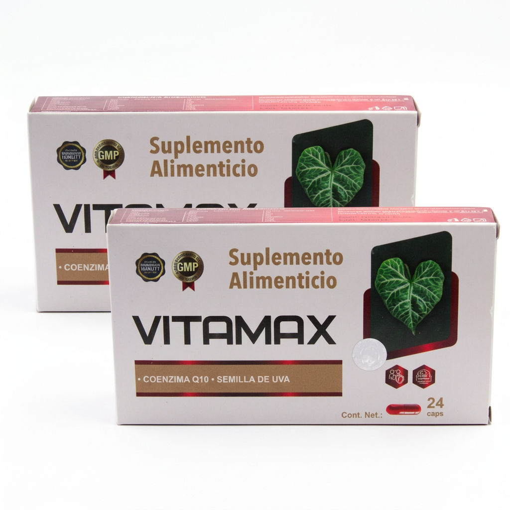 Vitamax Pack 2 Cajas 24 Cápsulas - Coenzima Q10 y Semilla de Uva GMP
