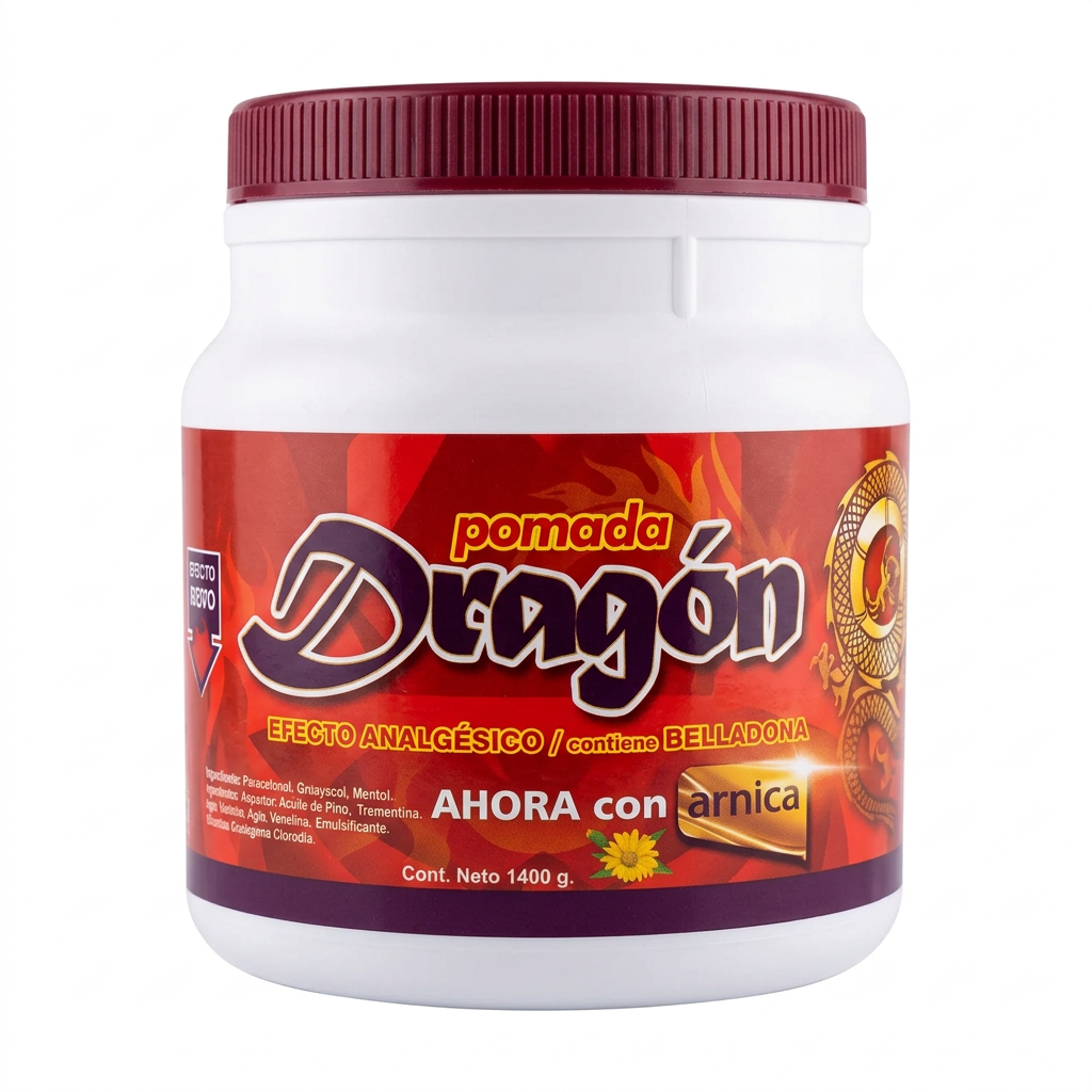 Pomada Dragón 1400g - Frasco frontal con Belladona y Arnica