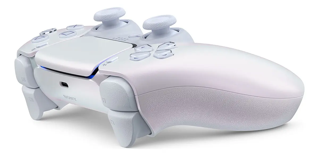 DualSense Chroma Pearl - vista inferior con gatillos