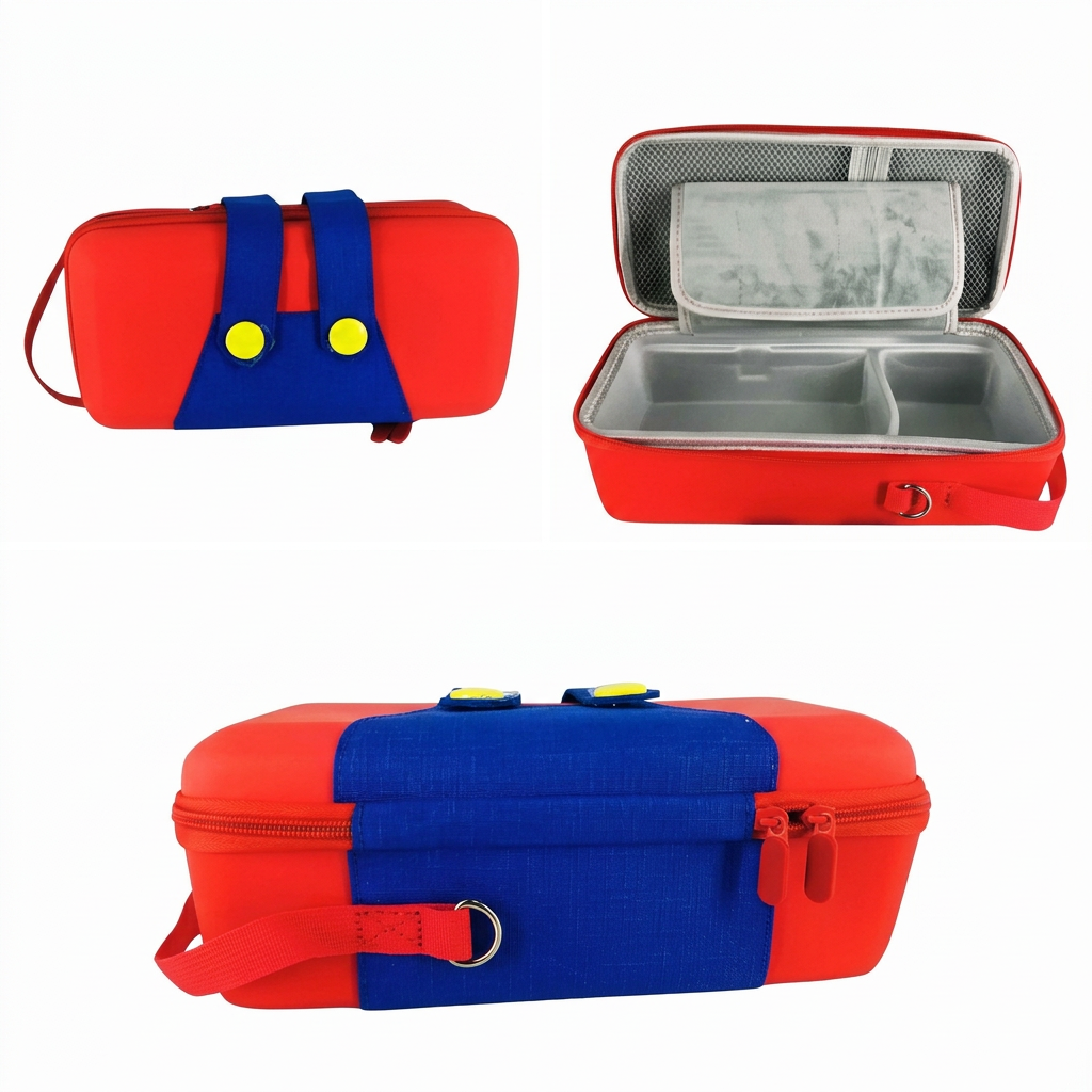 Estuche Mario Bros Nintendo Switch OLED Rojo Azul – Exterior e interior