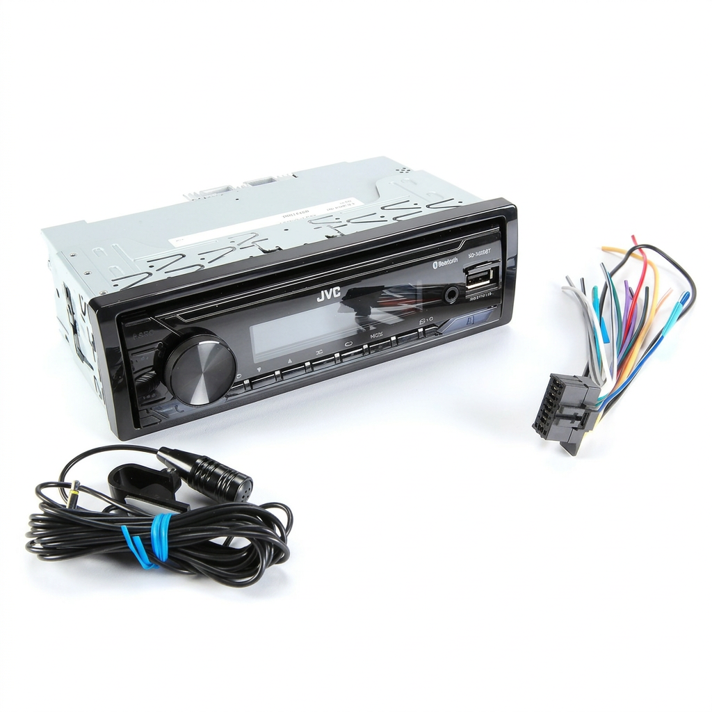 JVC KD-X280BT - Vista frontal iluminación roja Bluetooth USB