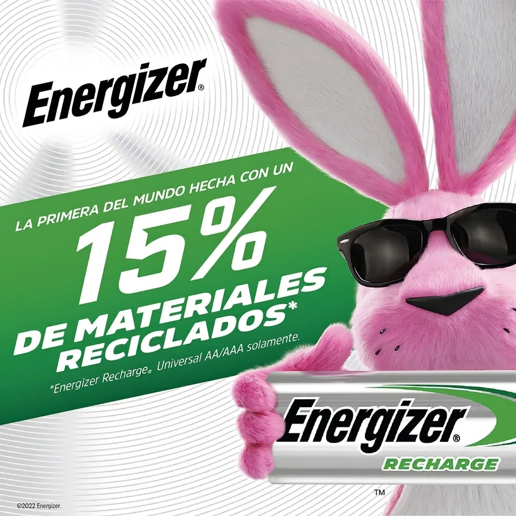 Energizer Recharge - La primera del mundo con 15% materiales reciclados