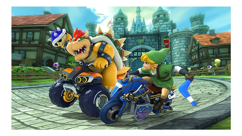 Mario Kart 8 Deluxe - Gameplay Bowser y Link en moto