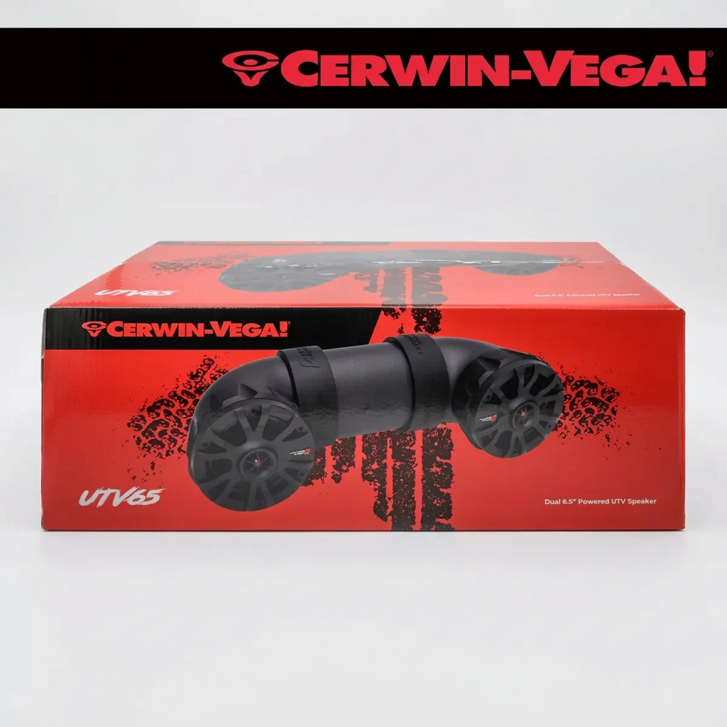 Cerwin-Vega UTV65 - Cuatrimoto azul en terreno off-road