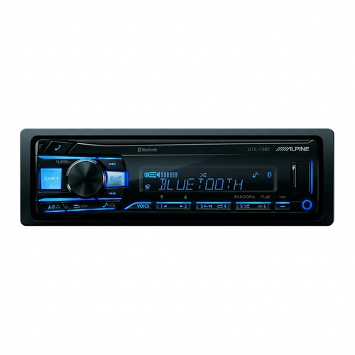 Alpine UTE-73BT - Vista frontal iluminación azul Bluetooth activo
