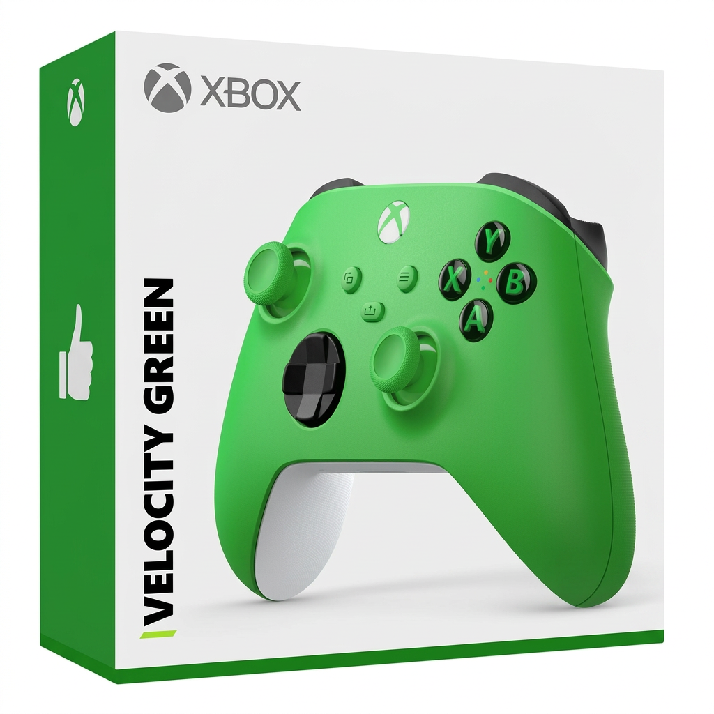 Control Xbox Velocity Green - caja empaque frontal
