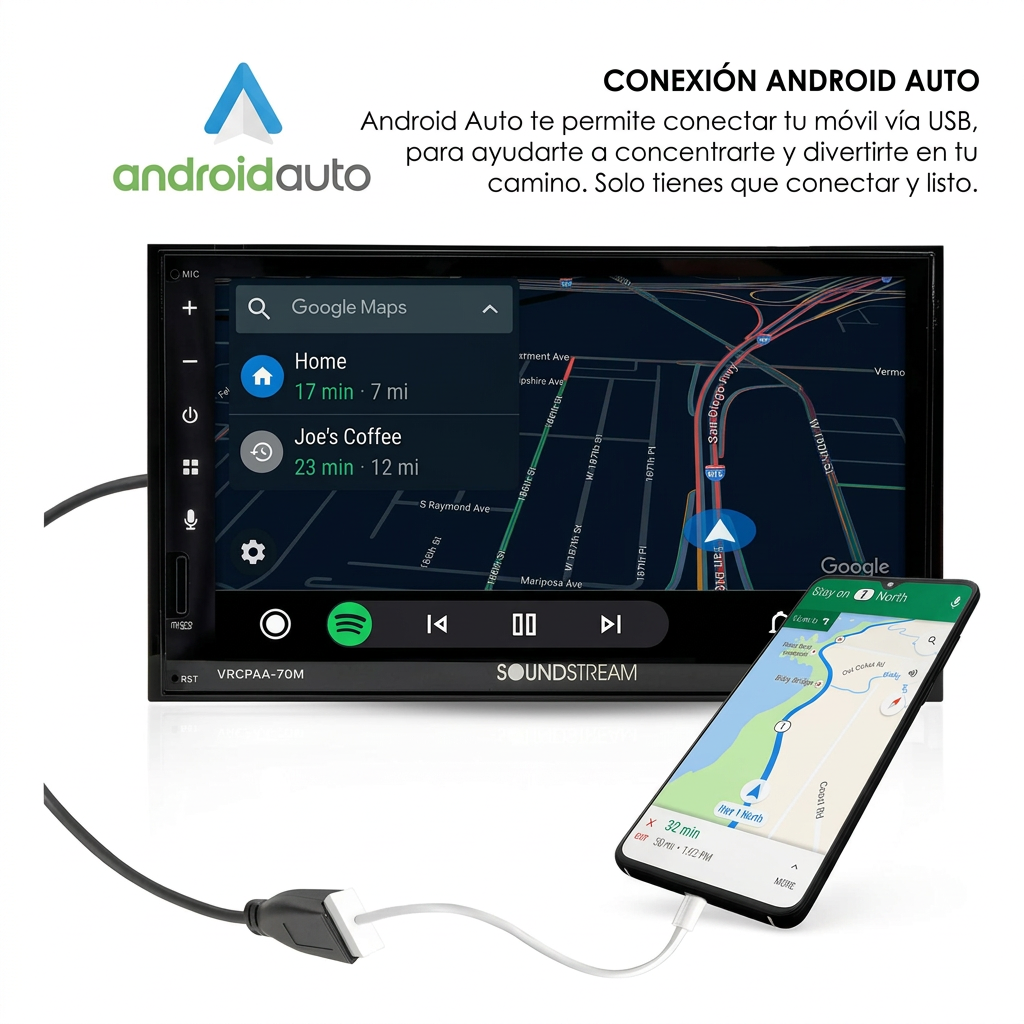 Soundstream VRCPAA-70M - Puerto USB, mandos al volante y cámara frontal