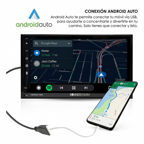 Soundstream VRCPAA-70M - Puerto USB, mandos al volante y cámara frontal