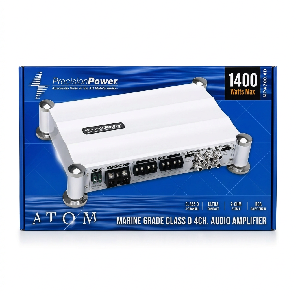 Amplificador Precision Power MPA70.0-4D ATOM - Caja frontal