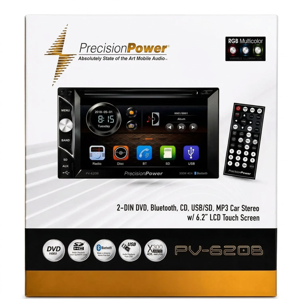 Autoestéreo Precision Power PV-620B - Caja frontal con control remoto