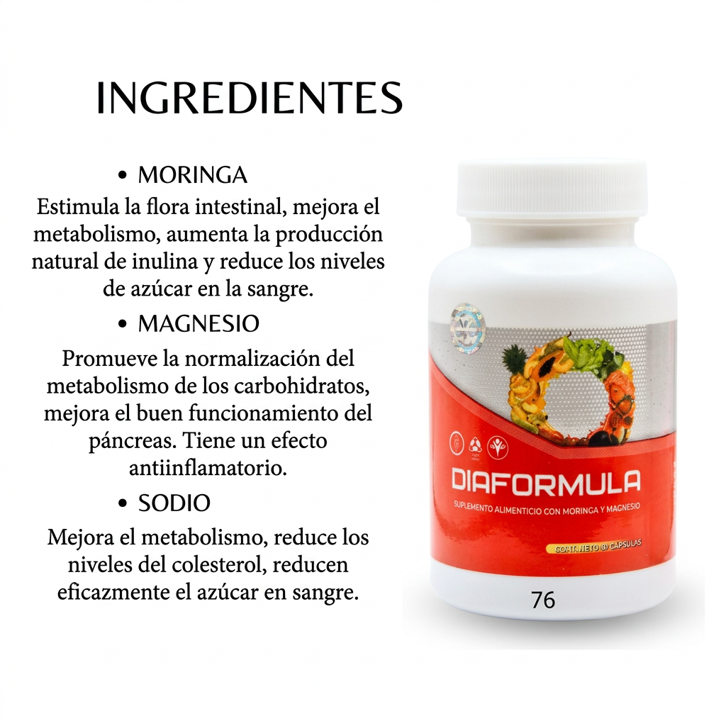 Diaformula ingredientes Moringa Magnesio Sodio