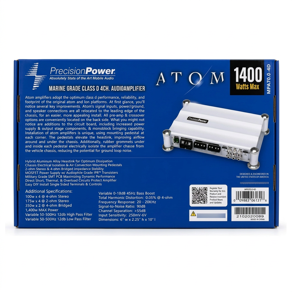 Precision Power MPA70.0-4D - Caja trasera con especificaciones