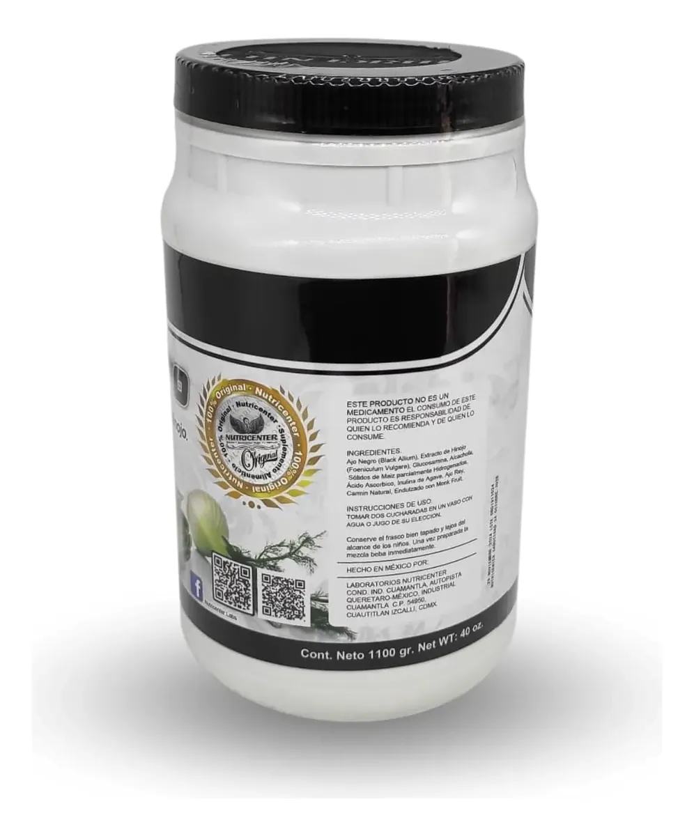Ajo Negro Nutricenter parte trasera — ingredientes e instrucciones de uso