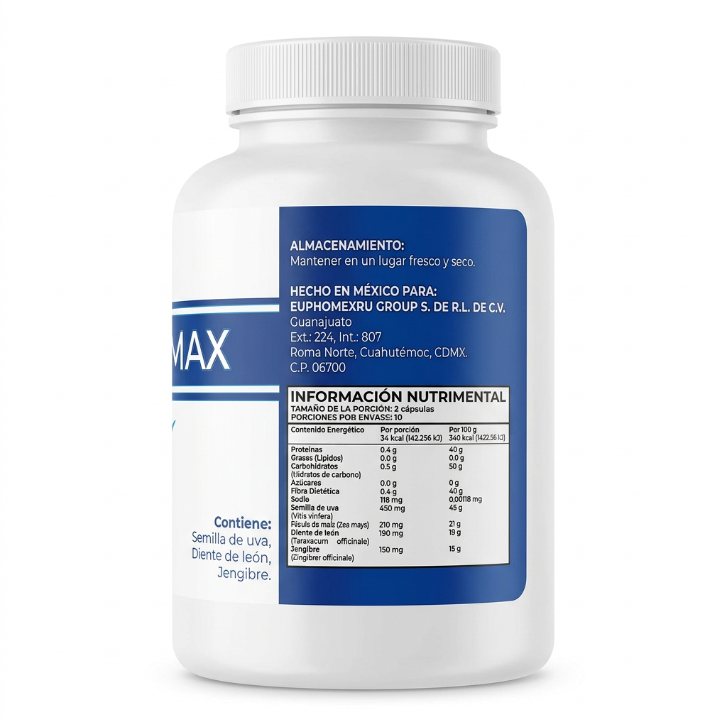 Pro Formax - Información nutrimental y etiqueta trasera