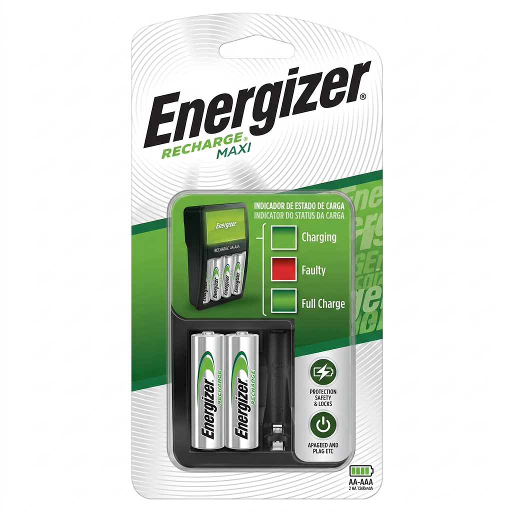 Cargador Energizer Maxi - empaque lateral con indicadores LED