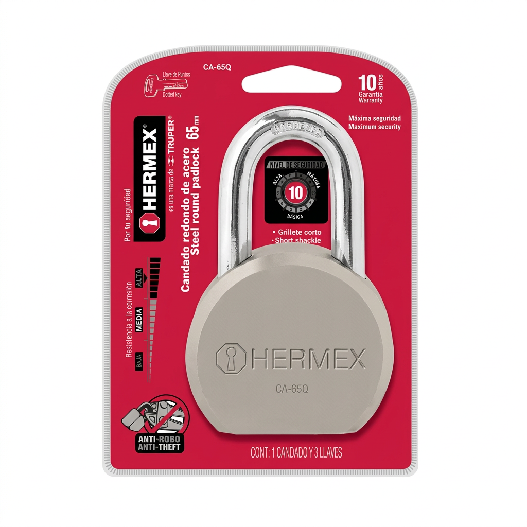 Candado Hermex CA-65Q empaque frontal