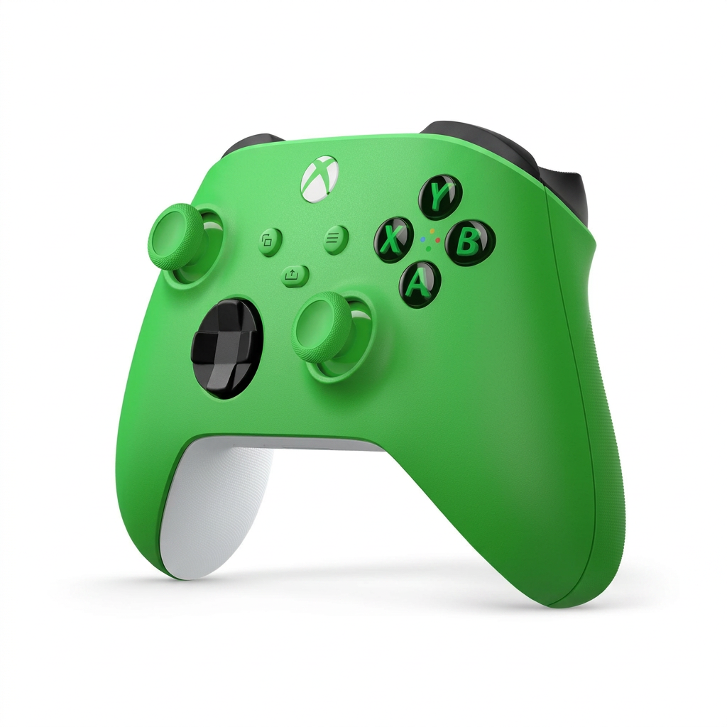 Control Xbox Velocity Green - vista lateral con grip texturizado