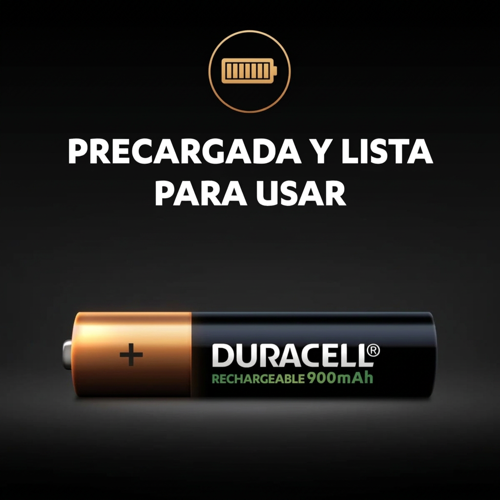 Duracell AAA Recargable 900mAh - Precargada y lista para usar
