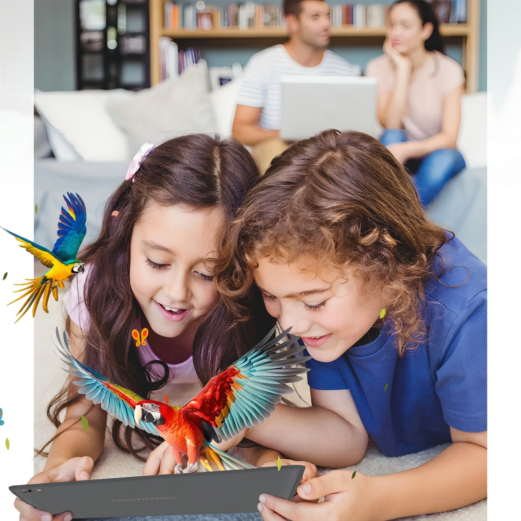 Compaq Q10 Plus - Niños disfrutando contenido interactivo en familia