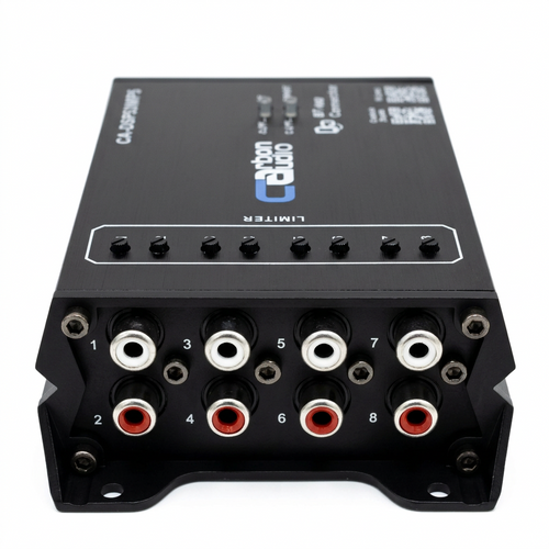 Carbon Audio CA-DS03208PR - Vista frontal con salidas RCA y limitador
