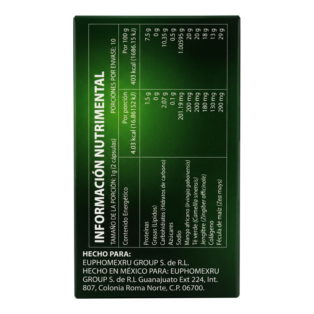 Parablast información nutrimental