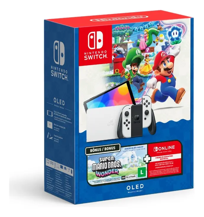 Nintendo Switch OLED Bundle - Caja con Super Mario Bros. Wonder