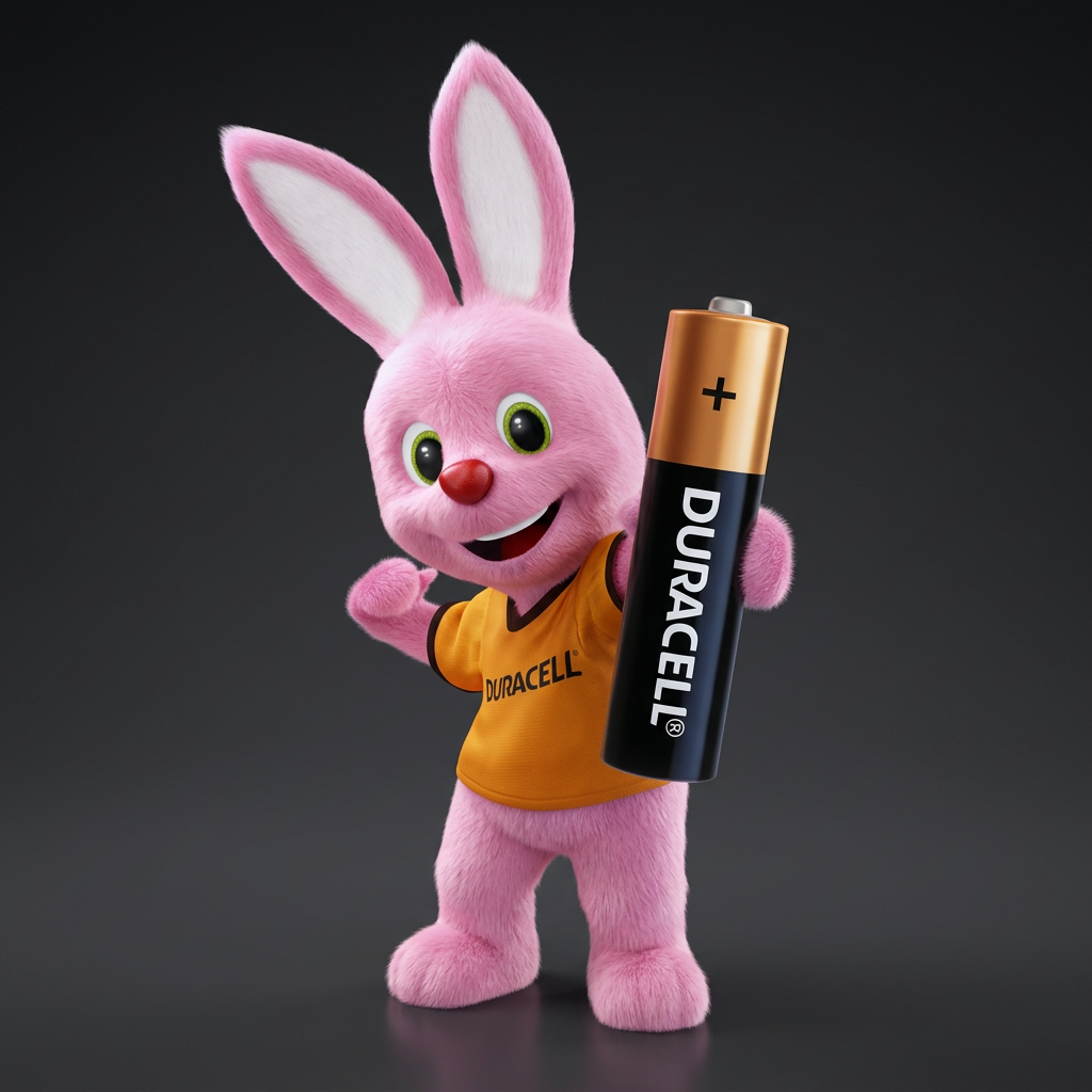 Duracell AAA Recargable - Mascota Duracell sosteniendo batería