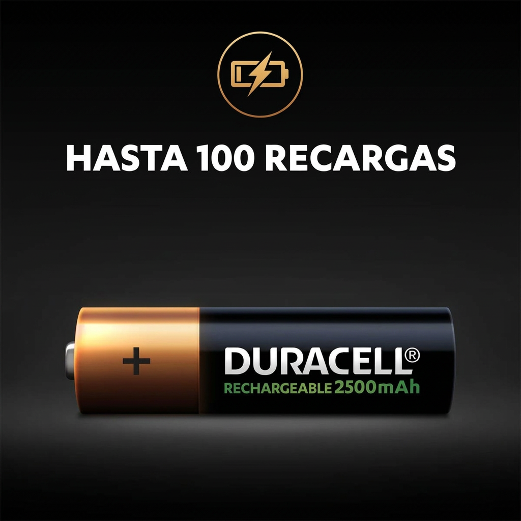 Duracell AA Recargable - Hasta 100 recargas