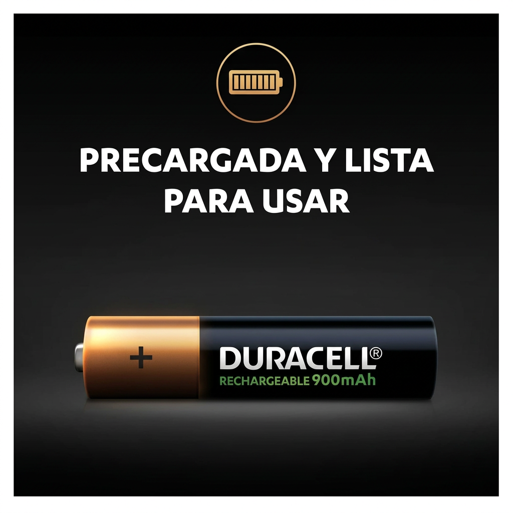 Duracell AAA Recargable 900mAh - Precargada y lista para usar