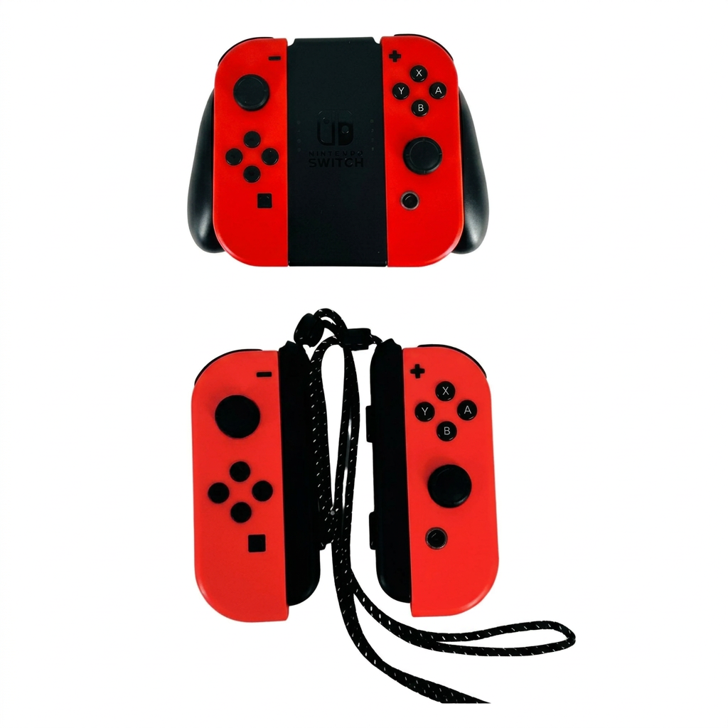 Joy-Con rojos Nintendo Switch con grip y correas