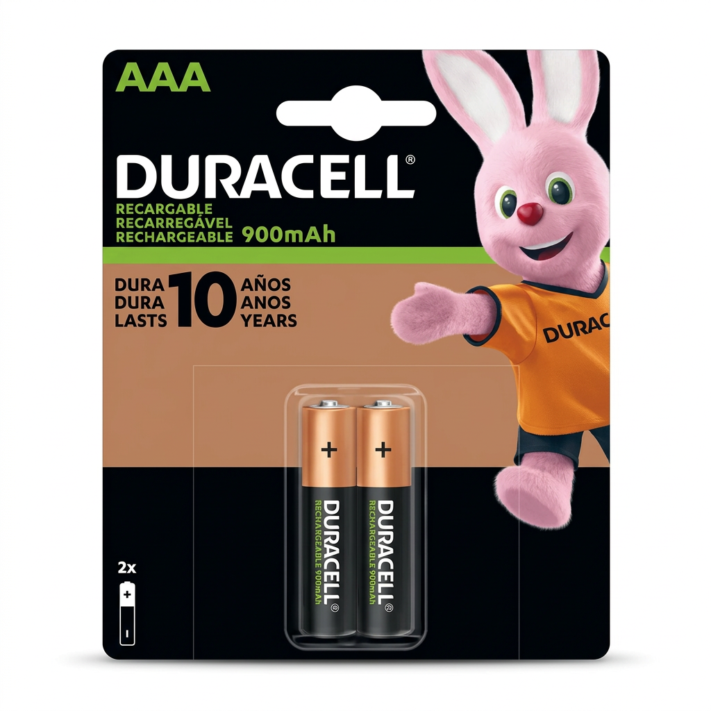 Duracell AAA Recargables 900mAh Pack x2 - Empaque frontal