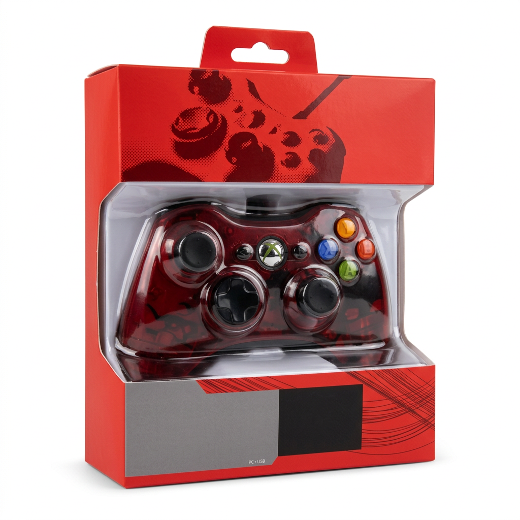 Control Alámbrico Gears Rojo Xbox 360 – Empaque frontal