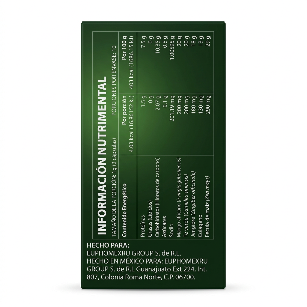 Parablast información nutrimental