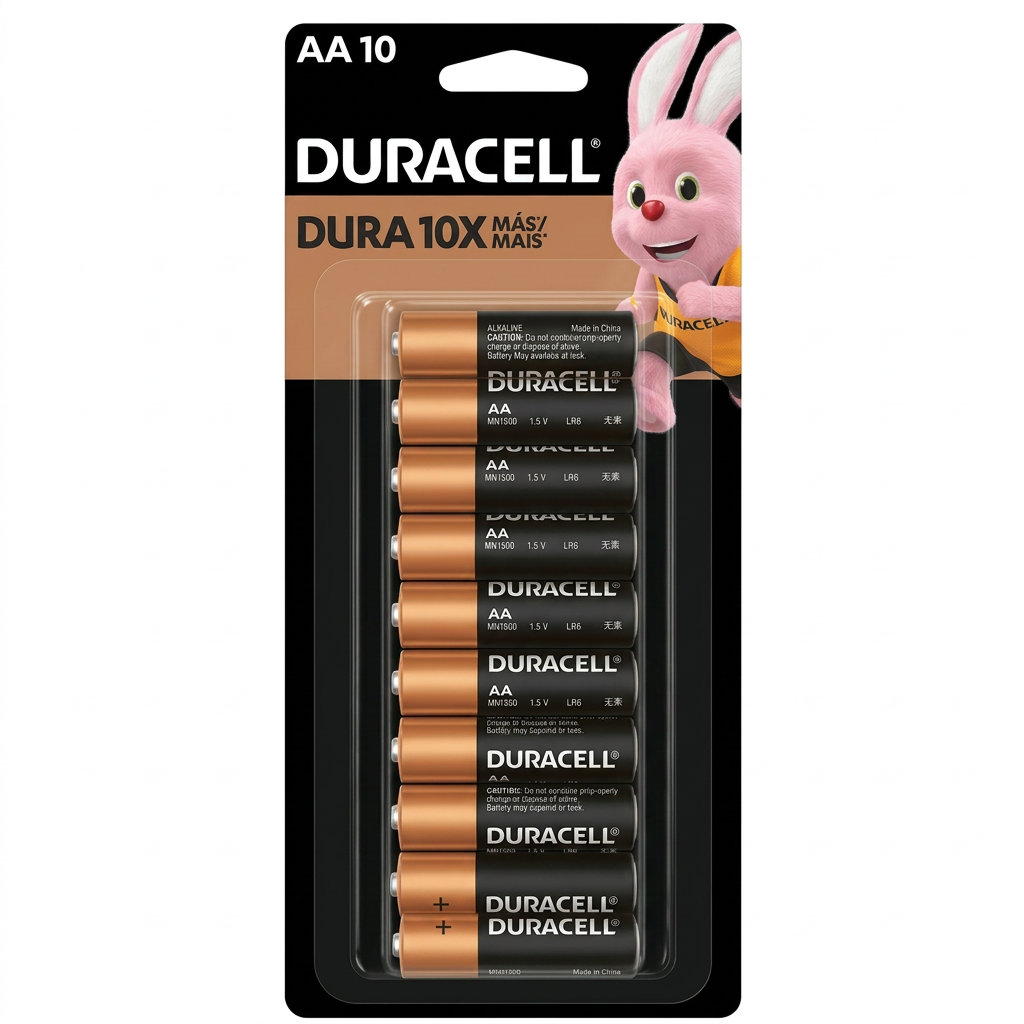 Paquete de 10 pilas alcalinas Duracell AA