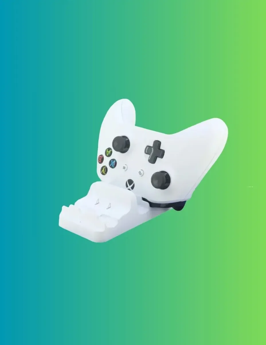 DOBE Charging Dock - Base de carga blanca con control Xbox One montado