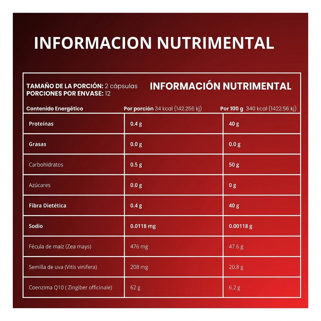 Vitamax - Información nutrimental completa por porción y por 100g