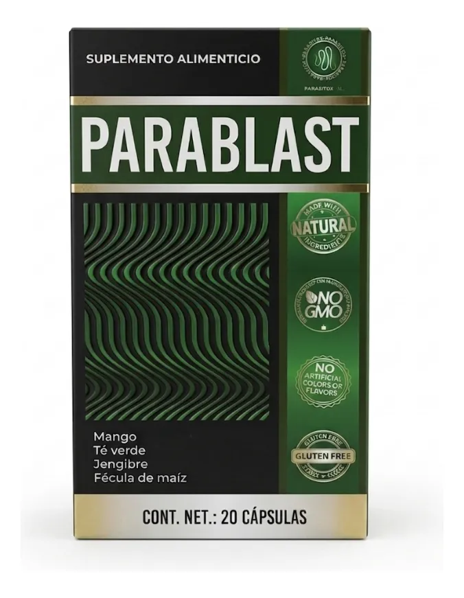 Parablast caja suplemento antiparasitario 20 cápsulas — Natural, No GMO, Gluten Free