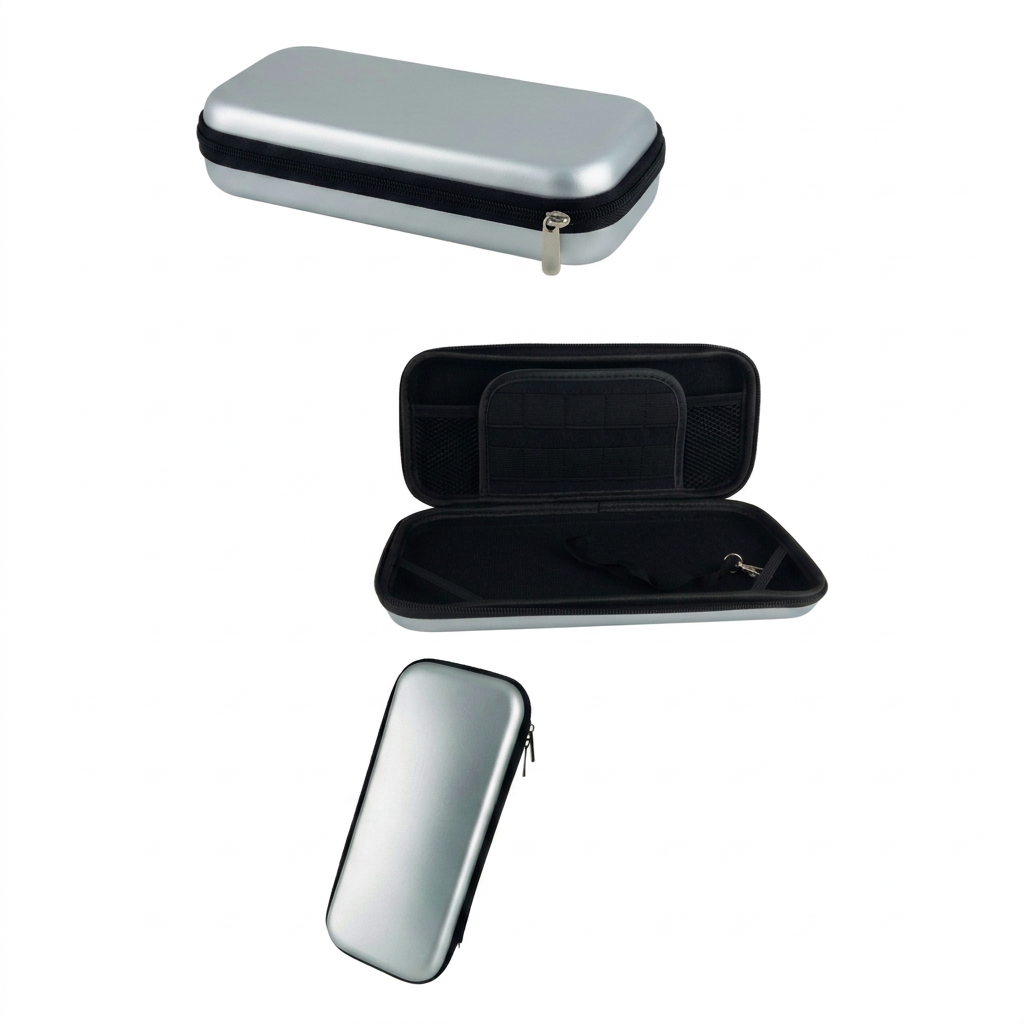 Funda para Nintendo Switch OLED color plata - vista exterior e interior