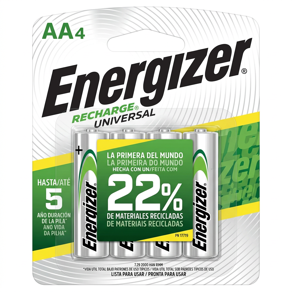Pilas Recargables Energizer AA Pack 4 - Frente