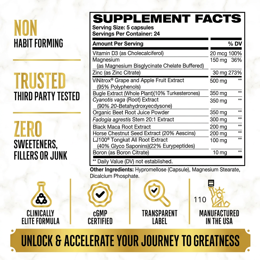 King Maker Supplement Facts - tabla nutrimental completa
